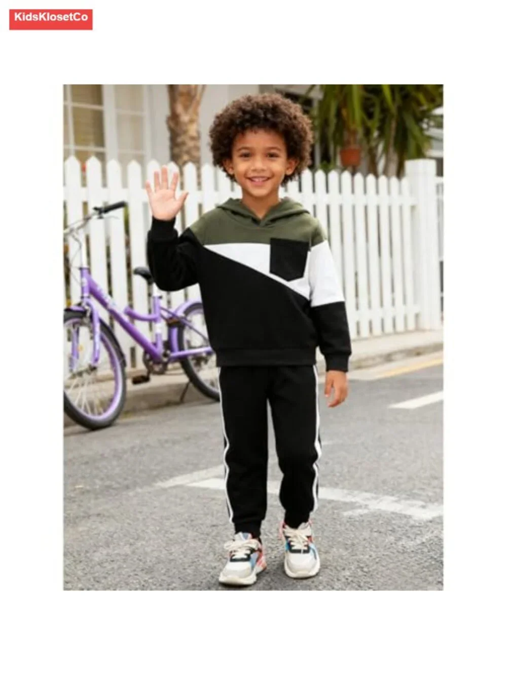Toddler Boy Colorblock Hoodie & Pants Set Fall Winter Cotton
